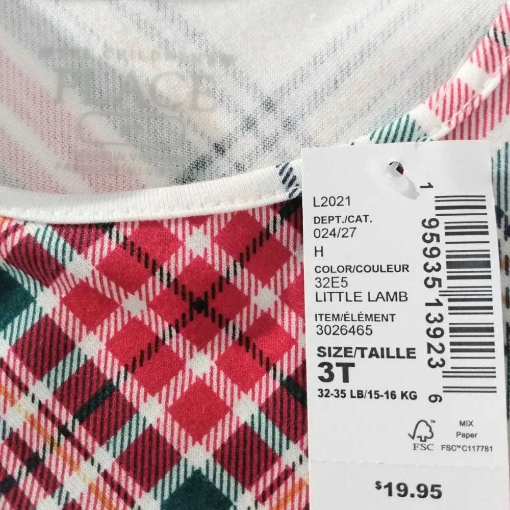 The childrens place plaid Toddler girl Christmas dress NWT